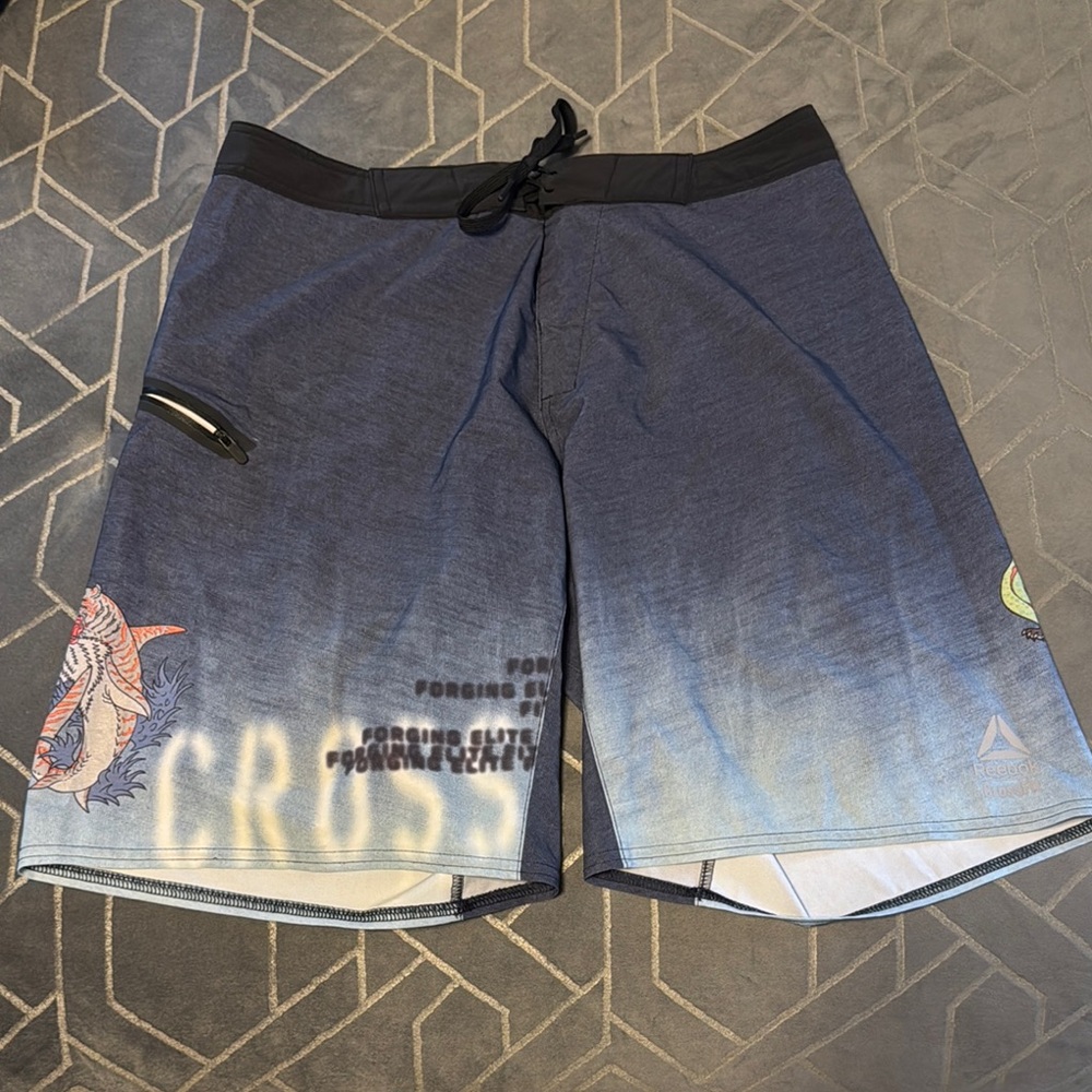 Reebok CrossFit Blue and Black Athletic Board Shorts